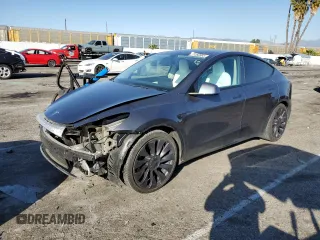 2021 Tesla Model Y Performance with VIN 5YJYGDEF3MF194730, listed as a Copart auction lot 46350965 with 20,160 mi miles and Salvage Title. Bid and sale history available at DreamBid. Image 1.