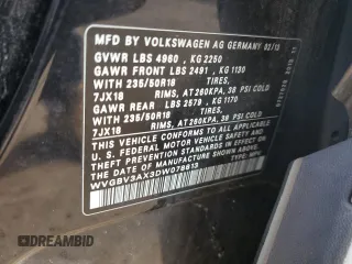 2013 Volkswagen Tiguan SE z VIN WVGBV3AX3DW078813, wystawiony jako Copart lot #54238465 z przebiegiem 119 092 mil mil oraz Szkoda całkowita • Salvage title. Historia ofert i sprzedaży dostępna na DreamBid. Obrazek 12.