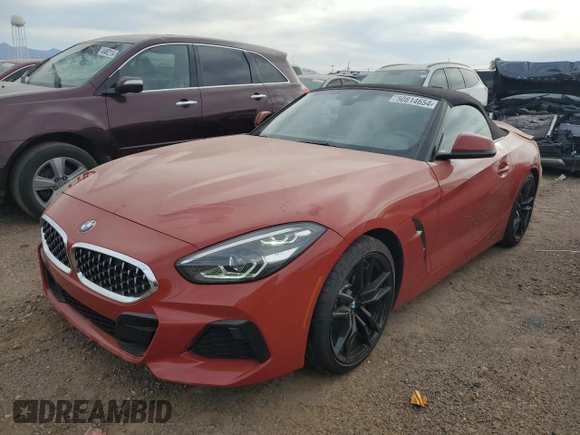 2020 BMW Z4 sDrive30i with VIN WBAHF3C03LWW70025, listed as a Copart auction lot 50814654 with 21,802 mi miles. Bid and sale history available at carsss.com. Image 1.
