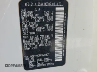 2019 Nissan Armada SV with VIN JN8AY2NC8K9581827, listed as a Copart auction lot 63227494 with 100,554 mi miles and Salvage Title. Bid and sale history available at carsss.com. Image 13.