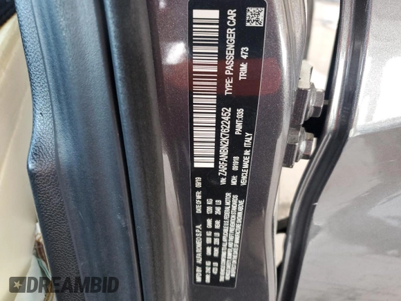 2019 Alfa Romeo Giulia Ti Sport with VIN ZARFANBN2K7622452, listed as a Copart auction lot 81540384 with 58,193 mi miles and Non Repairable. Bid and sale history available at carsss.com. Image 12.