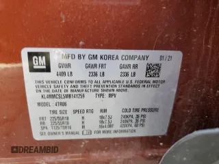2021 Buick Encore GX Preferred с VIN KL4MMCSL5MB141259, выставлен на аукционе Copart как лот 54479185 с пробегом 56 937 миль миль и Списание • Salvage title. История ставок и продаж доступна на DreamBid. Изображение 14.