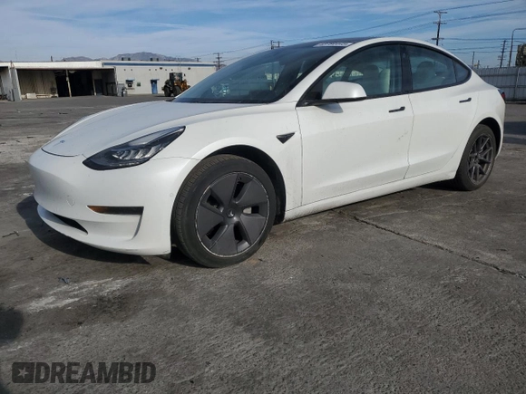 2021 Tesla Model 3 Standard Range Plus with VIN 5YJ3E1EA0MF858839, listed as a Copart auction lot 43784445 with 109,772 mi miles and Salvage Title. Bid and sale history available at DreamBid. Image 1.