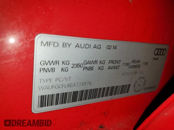 2014 Audi S4 Premium with VIN WAUFGCFL6EA113376, listed as a Copart auction lot 44935884 with 136,745 mi miles and Salvage Title. Bid and sale history available at carsss.com. Image 12.