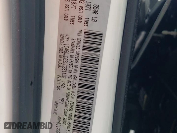 2020 Dodge Durango GT with VIN 1C4RDJDG3LC261196, listed as a Copart auction lot 67915994 with 92,313 mi miles and Salvage title. Bid and sale history available at DreamBid. Image 14.