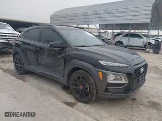 2021 Hyundai Kona NIGHT with VIN KM8K63A5XMU691471, listed as a IAAI auction lot 41589254 with 56,083 mi miles. Bid and sale history available at carsss.com. Image 1.