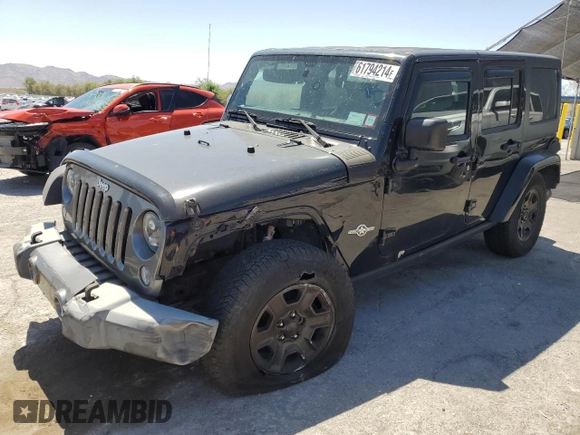 2015 Jeep Wrangler Unlimited Freedom with VIN 1C4HJWDG0FL598947, listed as a Copart auction lot 61794214 with 125,778 mi miles and Salvage title. Bid and sale history available at DreamBid. Image 1.
