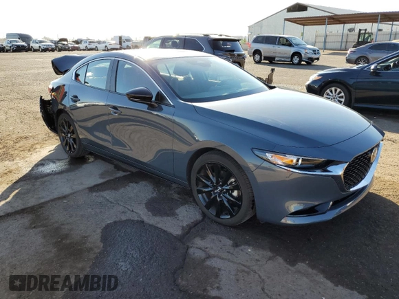 2025 Mazda 3 S Carbon Edition with VIN 3MZBPBCM7SM458520, listed as a Copart auction lot 44171065 with 2,214 mi miles and Clean Title. Bid and sale history available at DreamBid. Image 4.