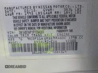 2015 Nissan Sentra SR with VIN 3N1AB7AP1FY284369, listed as a IAAI auction lot 42105462 with 175,810 mi miles and . Bid and sale history available at DreamBid. Image 9.