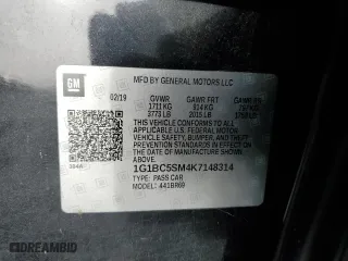 2019 Chevrolet Cruze LS with VIN 1G1BC5SM4K7148314, listed as a Copart auction lot 85298014 with 78,542 mi miles and Salvage Title. Bid and sale history available at carsss.com. Image 14.