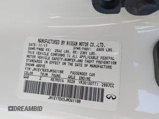 2018 Infiniti Q60 Sport with VIN JN1EV7EK5JM341188, listed as a IAAI auction lot 41990535 with 52,640 mi miles and . Bid and sale history available at DreamBid. Image 9.
