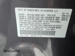 2019 Honda Pilot EX-L z VIN 5FNYF5H59KB028124, wystawiony jako Copart lot #57065075 z przebiegiem 55 260 mil mil oraz Szkoda całkowita • Salvage title. Historia ofert i sprzedaży dostępna na DreamBid. Obrazek 13.