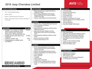 2019 Jeep Cherokee Limited with VIN 1C4PJLDNXKD160045, listed as a Copart auction lot 66154223 with 54,820 mi miles and . Bid and sale history available at DreamBid. Image 13.