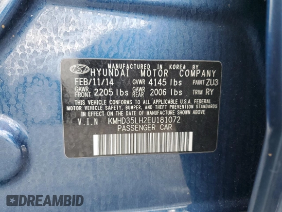 2014 Hyundai Elantra GT with VIN KMHD35LH2EU181072, listed as a Copart auction lot 76887584 with 0 mi miles and Salvage Title. Bid and sale history available at carsss.com. Image 12.