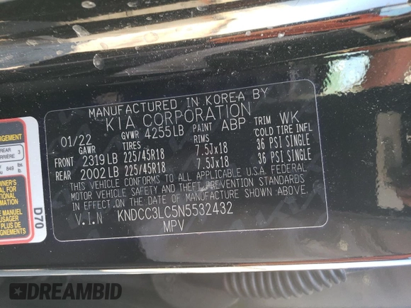 2022 Kia Niro Touring SE with VIN KNDCC3LC5N5532432, listed as a Copart auction lot 76519434 with 48,313 mi miles and Salvage Title. Bid and sale history available at carsss.com. Image 13.