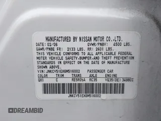 2006 Infiniti G35 with VIN JNKCV51EX6M516002, listed as a IAAI auction lot 40349451 with 234,967 mi miles and . Bid and sale history available at carsss.com. Image 9.