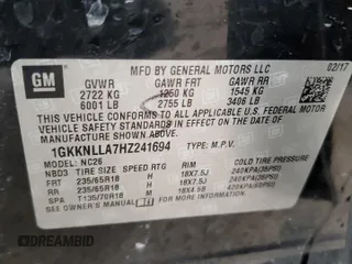 2017 GMC Acadia SLE with VIN 1GKKNLLA7HZ241694, listed as a Copart auction lot 79254894 with 142,897 mi miles and Salvage Title. Bid and sale history available at carsss.com. Image 14.