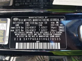 2017 Kia Sorento LX z VIN 5XYPGDA31HG278535, wystawiony jako IAAI lot #41578980 z przebiegiem 124 957 mil mil oraz . Historia ofert i sprzedaży dostępna na DreamBid. Obrazek 9.