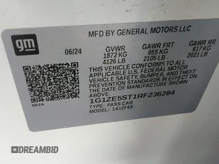 2024 Chevrolet Malibu LT with VIN 1G1ZE5ST1RF236284, listed as a IAAI auction lot 42153840 with 18,200 mi miles and . Bid and sale history available at DreamBid. Image 9.