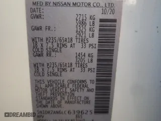 2020 Nissan Pathfinder S with VIN 5N1DR2AN6LC639625, listed as a Copart auction lot 41271424 with 24,185 mi miles and Salvage Title. Bid and sale history available at carsss.com. Image 14.