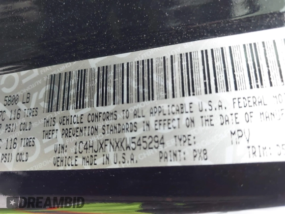 2019 Jeep Wrangler Unlimited Rubicon с VIN 1C4HJXFNXKW545294, выставлен на аукционе IAAI как лот 41613106 с пробегом 58 083 миль миль и . История ставок и продаж доступна на DreamBid. Изображение 9.