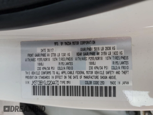2018 Mazda CX-9 Sport with VIN JM3TCBBY9J0204470, listed as a Copart auction lot 76719174 with 79,108 mi miles and Salvage Title. Bid and sale history available at carsss.com. Image 13.