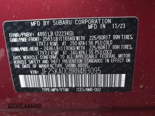 2024 Subaru Forester Premium with VIN JF2SKADC8RH463095, listed as a IAAI auction lot 41514816 with 9,041 mi miles. Bid and sale history available at carsss.com. Image 9.