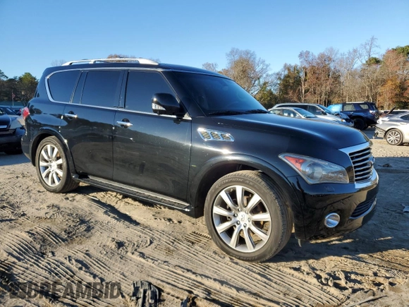 2012 Infiniti QX56 7-passenger with VIN JN8AZ2NE5C9021604, listed as a Copart auction lot 80391754 with 169,913 mi miles and Clean Title. Bid and sale history available at carsss.com. Image 4.