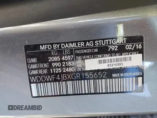 2016 Mercedes-Benz C 300 with VIN WDDWF4JBXGR155652, listed as a IAAI auction lot 42685591 with 88,712 mi miles and . Bid and sale history available at DreamBid. Image 9.