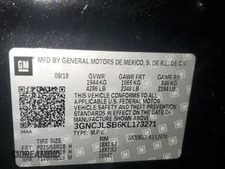 2019 Chevrolet Trax LT with VIN 3GNCJLSB6KL173271, listed as a Copart auction lot 49654625 with 120,908 mi miles and Clean Title. Bid and sale history available at carsss.com. Image 14.