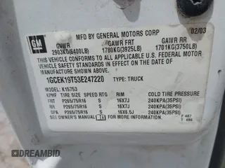 2003 Chevrolet Silverado 1500 LS с VIN 1GCEK19T53E247220, выставлен на аукционе IAAI как лот 39724756 с пробегом 234 177 миль миль и . История ставок и продаж доступна на DreamBid. Изображение 9.