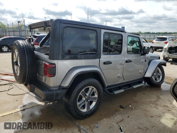 2020 Jeep Wrangler Unlimited Sahara with VIN 1C4HJXEG7LW297722, listed as a Copart auction lot 55295025 with 69,064 mi miles and Salvage title. Bid and sale history available at DreamBid. Image 3.