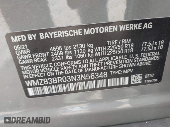 2022 MINI Countryman Cooper S with VIN WMZ83BR03N3N56348, listed as a IAAI auction lot 42144470 with 26,727 mi miles and . Bid and sale history available at DreamBid. Image 9.