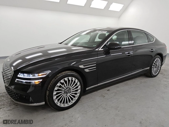 2023 Genesis Electrified G80 with VIN KMTGE4S16PU004345, listed as a Copart auction lot 42004295 with 2,832 mi miles and Clean Title. Bid and sale history available at carsss.com. Image 1.