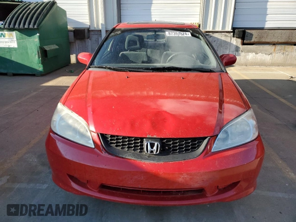 2005 Honda Civic EX with VIN 1HGEM21975L004413, listed as a Copart auction lot 87397824 with 151,362 mi miles and Salvage Title. Bid and sale history available at carsss.com. Image 5.