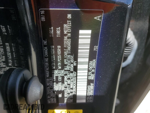 2016 Lexus RX 350 with VIN 2T2BZMCA3GC051837, listed as a Copart auction lot 54097075 with 239,956 mi miles and Salvage Title. Bid and sale history available at DreamBid. Image 13.