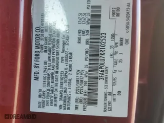 2019 Ford Fusion Hybrid SE with VIN 3FA6P0LU7KR102523, listed as a Copart auction lot 43856535 with 103,496 mi miles and Salvage Title. Bid and sale history available at carsss.com. Image 13.