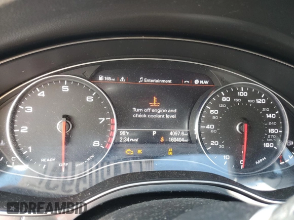 2016 Audi A7 Premium Plus with VIN WAUWGAFC3GN132225, listed as a Copart auction lot 56120595 with 160,404 mi miles and Salvage title. Bid and sale history available at DreamBid. Image 9.