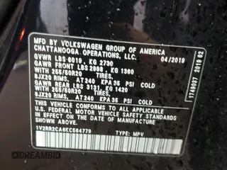 2019 Volkswagen Atlas SEL R-Line with VIN 1V2RR2CA6KC564779, listed as a Copart auction lot 52622765 with 52,615 mi miles and Salvage title. Bid and sale history available at DreamBid. Image 13.