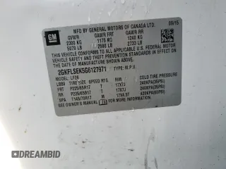 2016 GMC Terrain SLE with VIN 2GKFLSEK5G6127971, listed as a Copart auction lot 54164905 with 109,418 mi miles and Non Repairable. Bid and sale history available at DreamBid. Image 13.