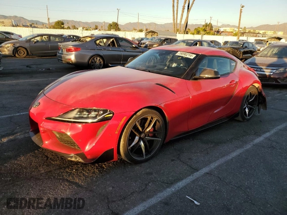 2021 Toyota GR Supra 3.0 with VIN WZ1DB0C02MW042357, listed as a Copart auction lot 79090214 with 29,215 mi miles and Salvage Title. Bid and sale history available at carsss.com. Image 1.