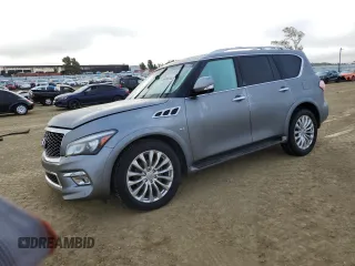 2015 Infiniti QX80 with VIN JN8AZ2NC6F9370659, listed as a Copart auction lot 49906065 with 143,984 mi miles and Salvage Title. Bid and sale history available at carsss.com. Image 1.