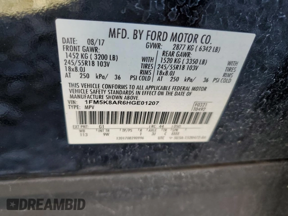 2017 Ford Police Interceptor Utility z VIN 1FM5K8AR6HGE01207, wystawiony jako Copart lot #53528715 z przebiegiem Nie podano mil oraz Czysty tytuł • Clean title. Historia ofert i sprzedaży dostępna na DreamBid. Obrazek 14.