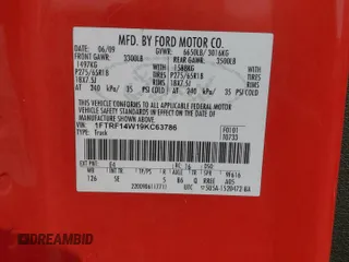 2009 Ford F-150 XL with VIN 1FTRF14W19KC63786, listed as a Copart auction lot 56550045 with 130,602 mi miles and Clean title. Bid and sale history available at DreamBid. Image 12.