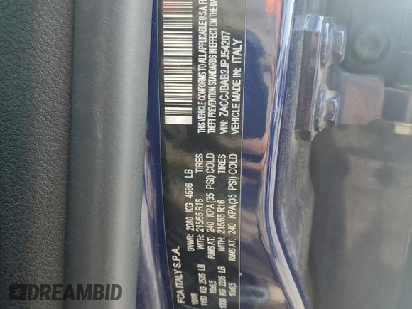 2018 Jeep Renegade Upland with VIN ZACCJBAB2JPJ54207, listed as a Copart auction lot 60516265 with 95,224 mi miles and Salvage title. Bid and sale history available at DreamBid. Image 14.