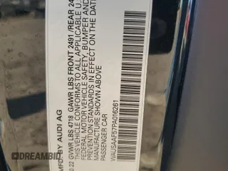2023 Audi A5 S line Premium z VIN WAUSAAF57PA016261, wystawiony jako Copart lot #48759225 z przebiegiem Nie podano mil oraz Szkoda całkowita • Salvage title. Historia ofert i sprzedaży dostępna na DreamBid. Obrazek 13.