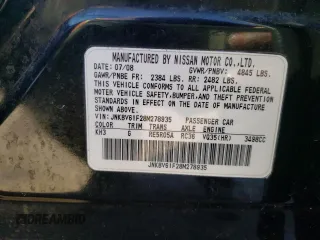 2008 Infiniti G35 Sedan x with VIN JNKBV61F28M278935, listed as a Copart auction lot 50161134 with 175,665 mi miles and Salvage Title. Bid and sale history available at carsss.com. Image 12.