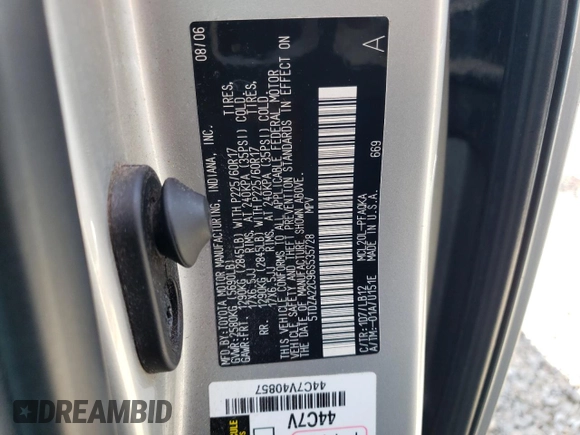 2006 Toyota Sienna XLE with VIN 5TDZA22C96S535728, listed as a Copart auction lot 54223995 with 170,632 mi miles and Clean Title. Bid and sale history available at carsss.com. Image 13.