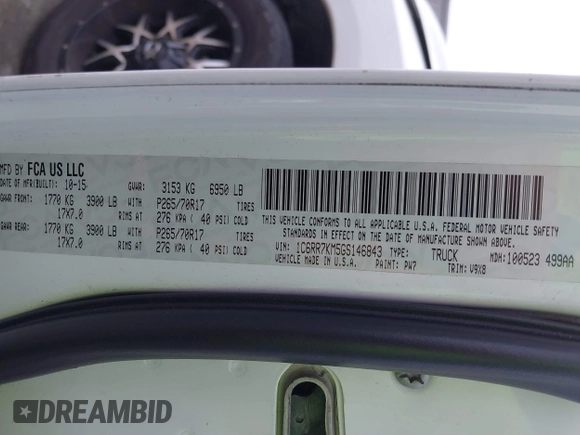 2016 Ram 1500 Tradesman z VIN 1C6RR7KM5GS146843, wystawiony jako IAAI lot #41689249 z przebiegiem 181 140 mil mil oraz . Historia ofert i sprzedaży dostępna na DreamBid. Obrazek 9.