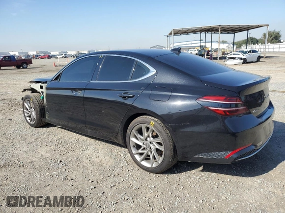 2022 Genesis G70 2.0T with VIN KMTG34TAXNU093905, listed as a Copart auction lot 45394115 with 57,495 mi miles and Salvage Title. Bid and sale history available at carsss.com. Image 2.